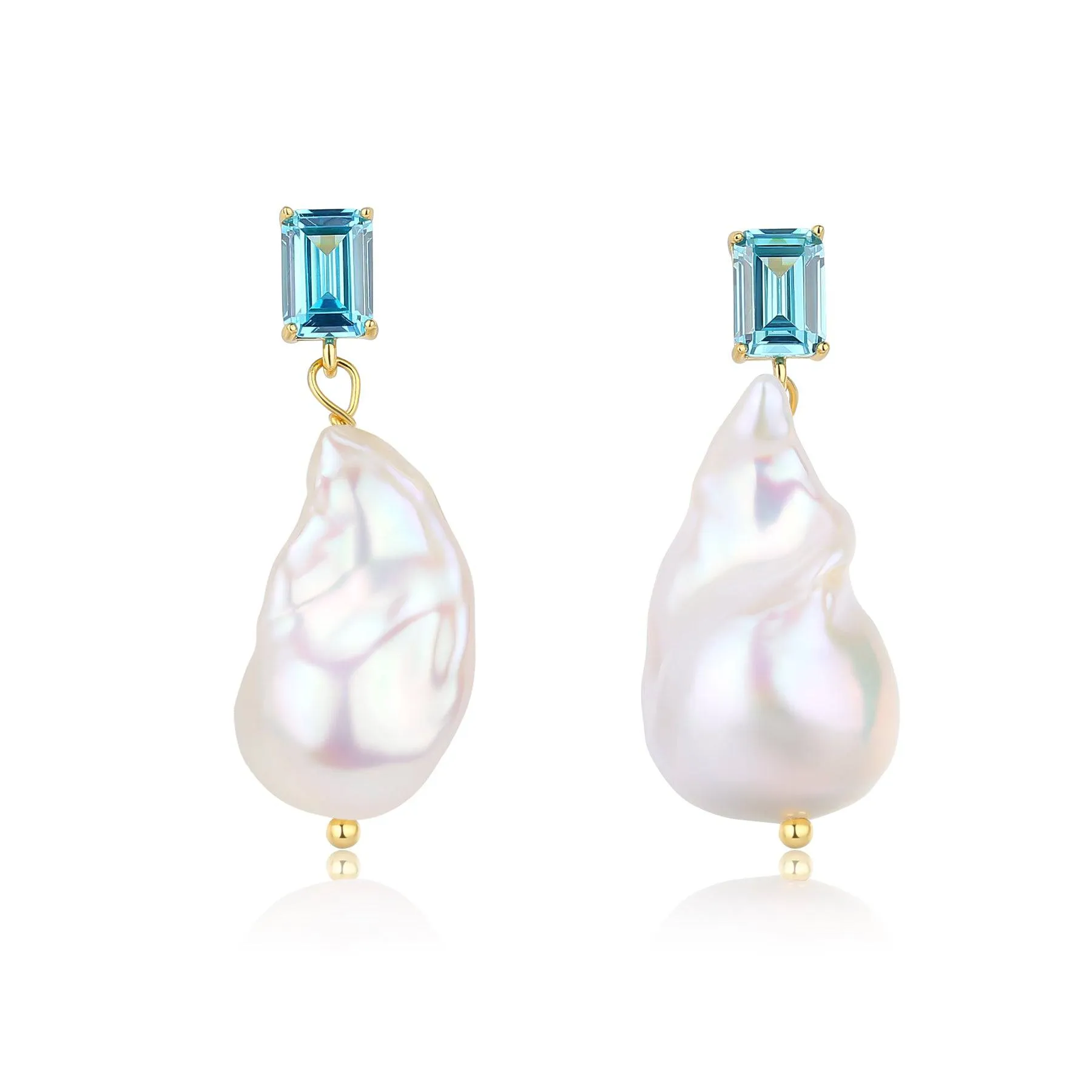 11-13mm Baroque Pearl Earrings with Cubic Zirconia