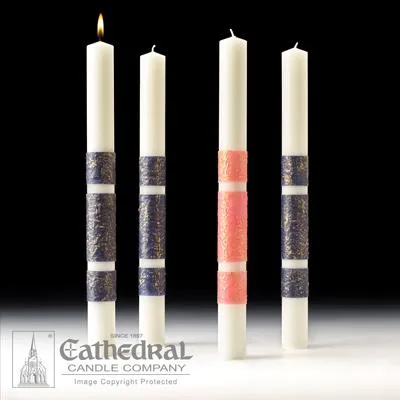 2" X 12" Artisan Wax Advent Candle Set (3 Sarum Blue ,1 Pink)