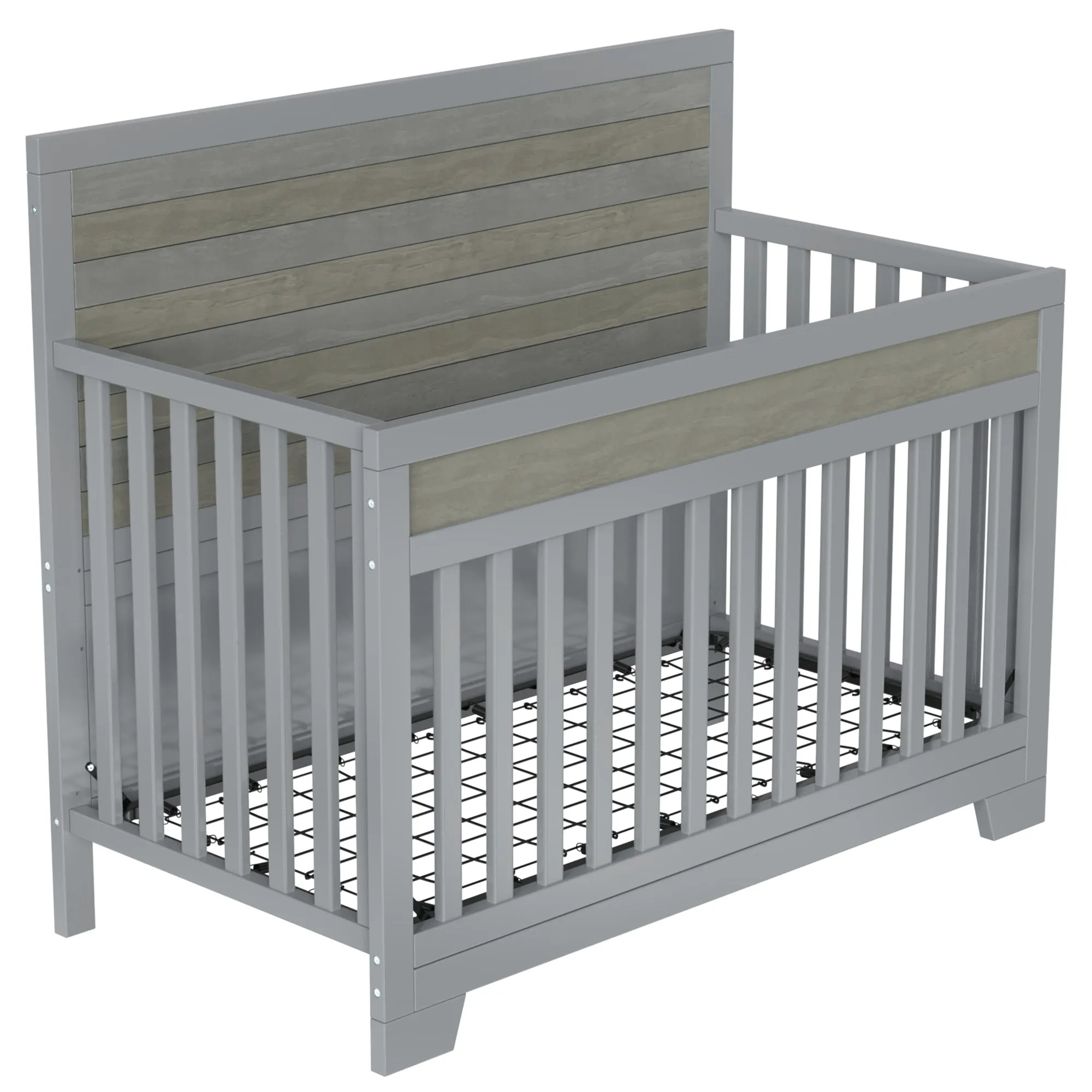 3 Pieces Nursery Sets Baby Crib and Changer Dreeser with Removable Changing Tray Bedroom Sets Gray