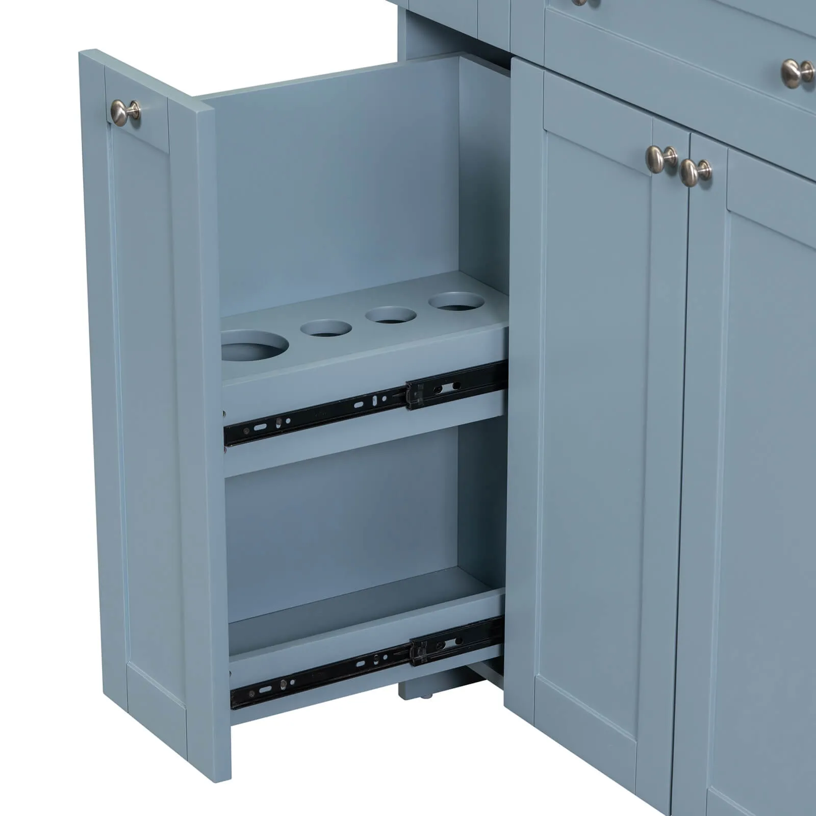 30" Blue Gray Bathroom Vanity with Soft-Close Doors