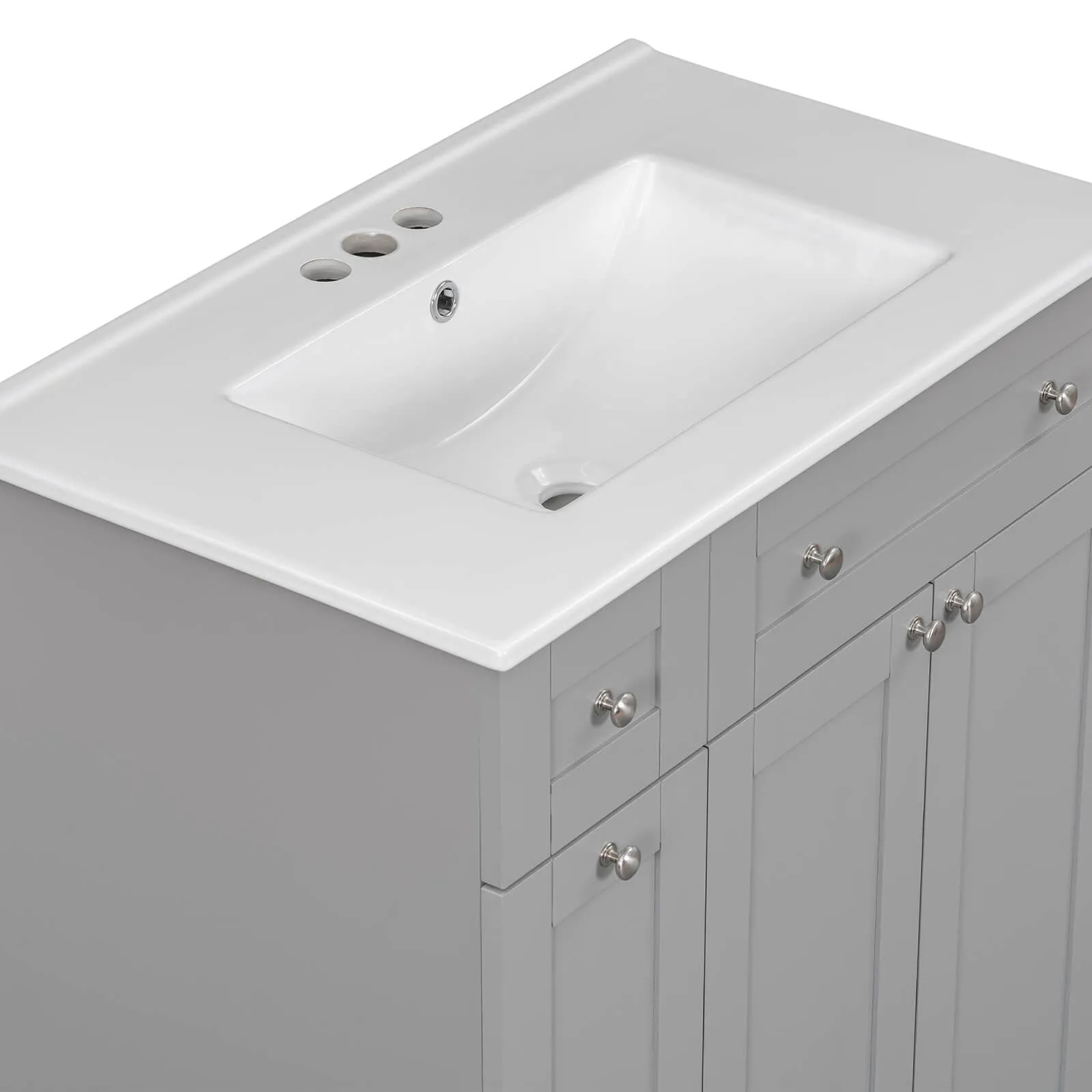 30" Gray Bathroom Vanity with Soft-Close Doors