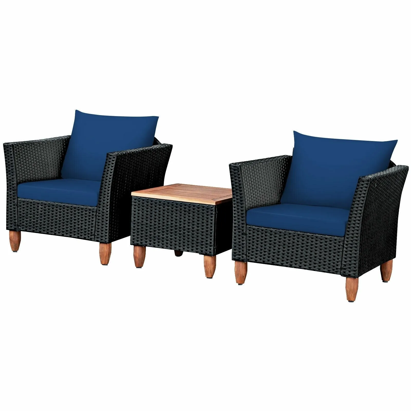 3pc Outdoor Patio Rattan Furniture Set - Navy