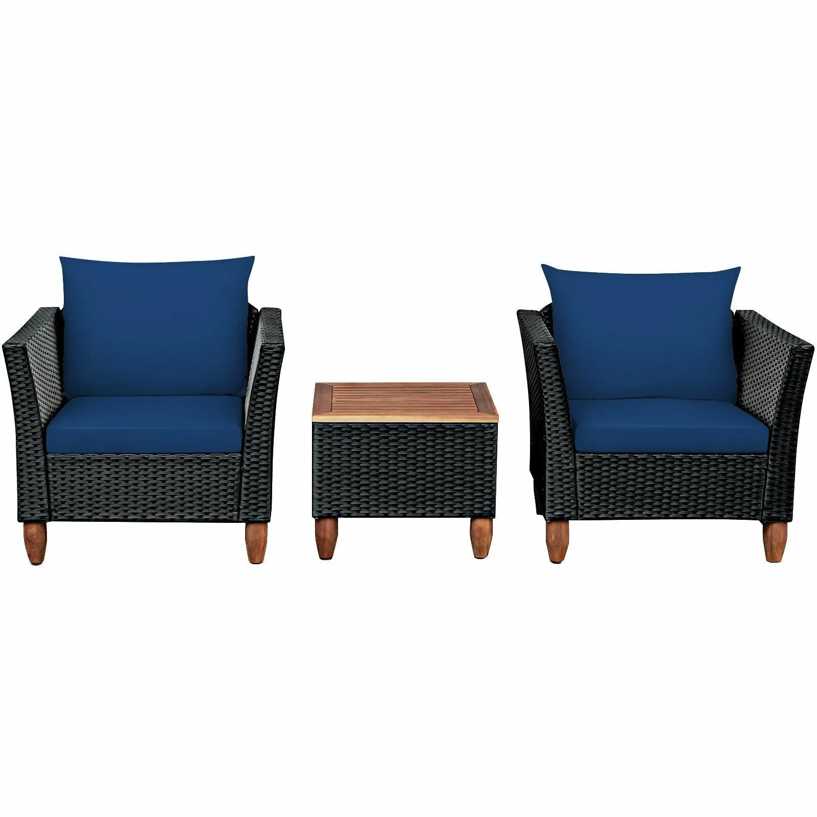 3pc Outdoor Patio Rattan Furniture Set - Navy