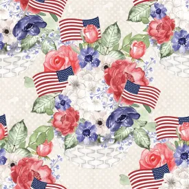 4th of July Floral Main Fabric - Tan