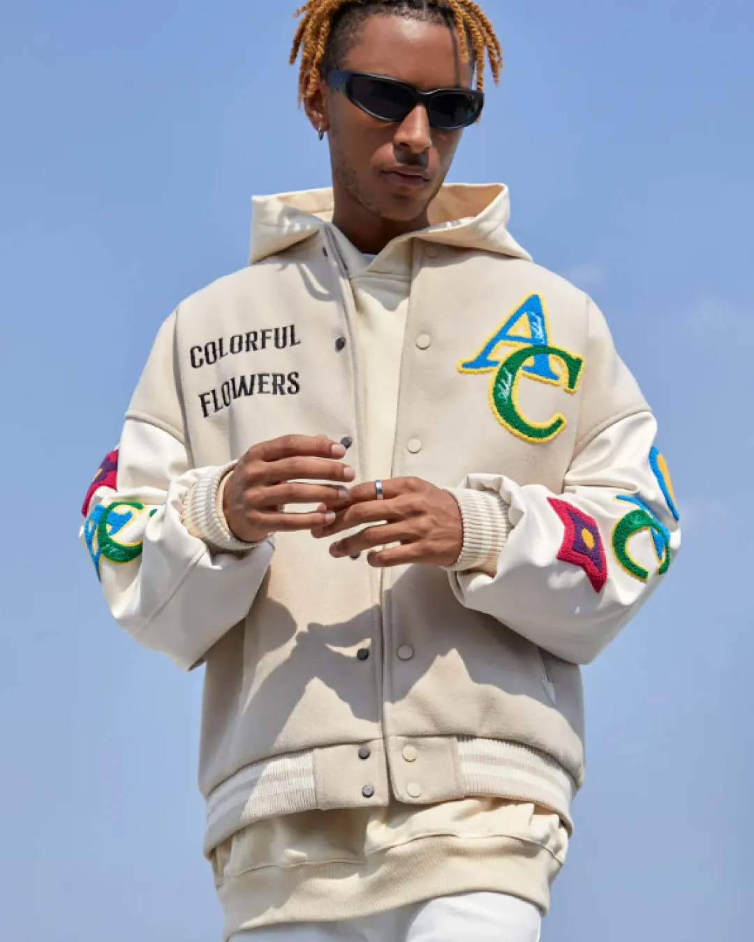 Achoke Floral Embroidered Colorful Baseball Jacket