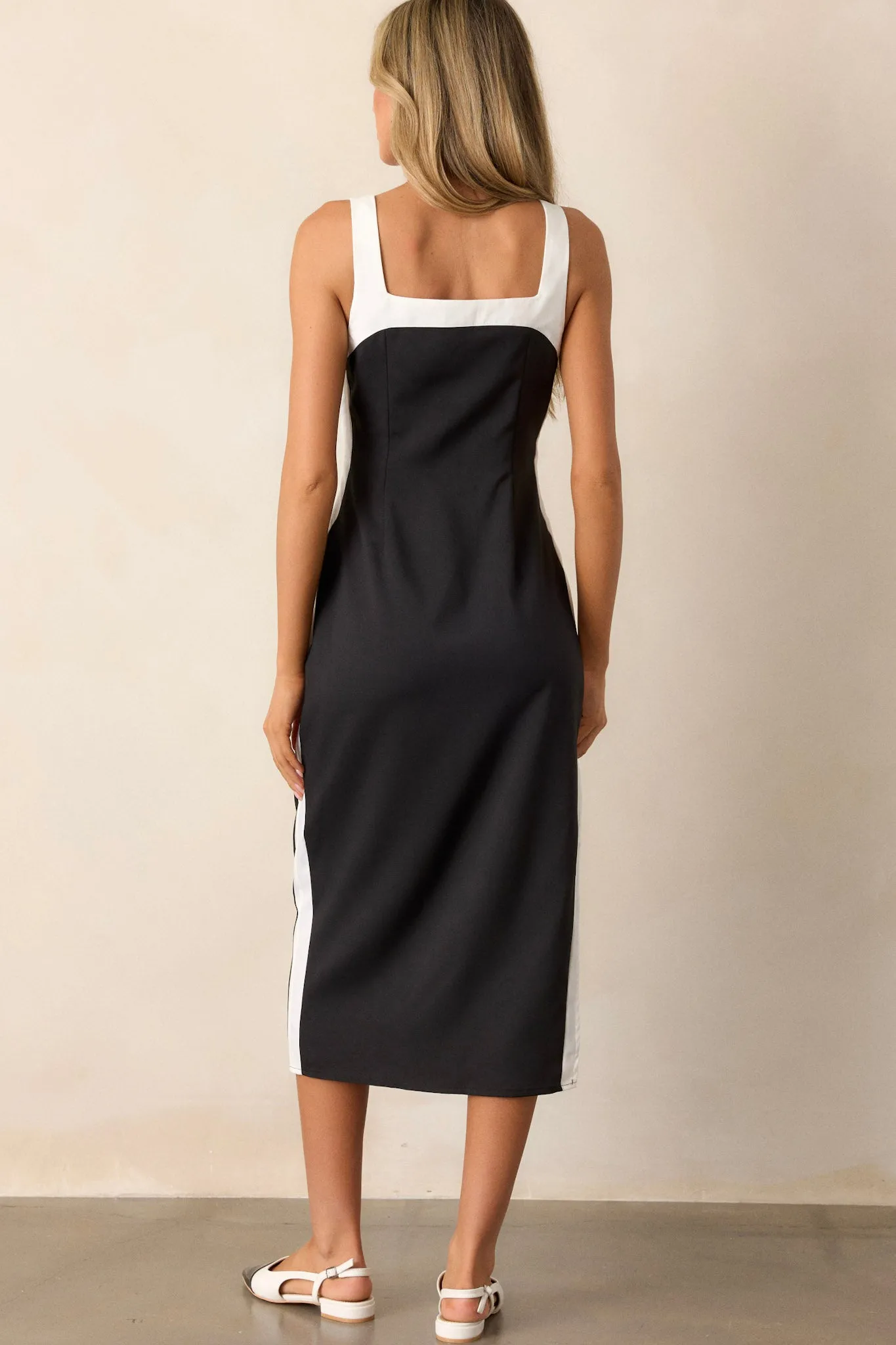 Aurora Veil Black & White Sleeveless Midi Dress