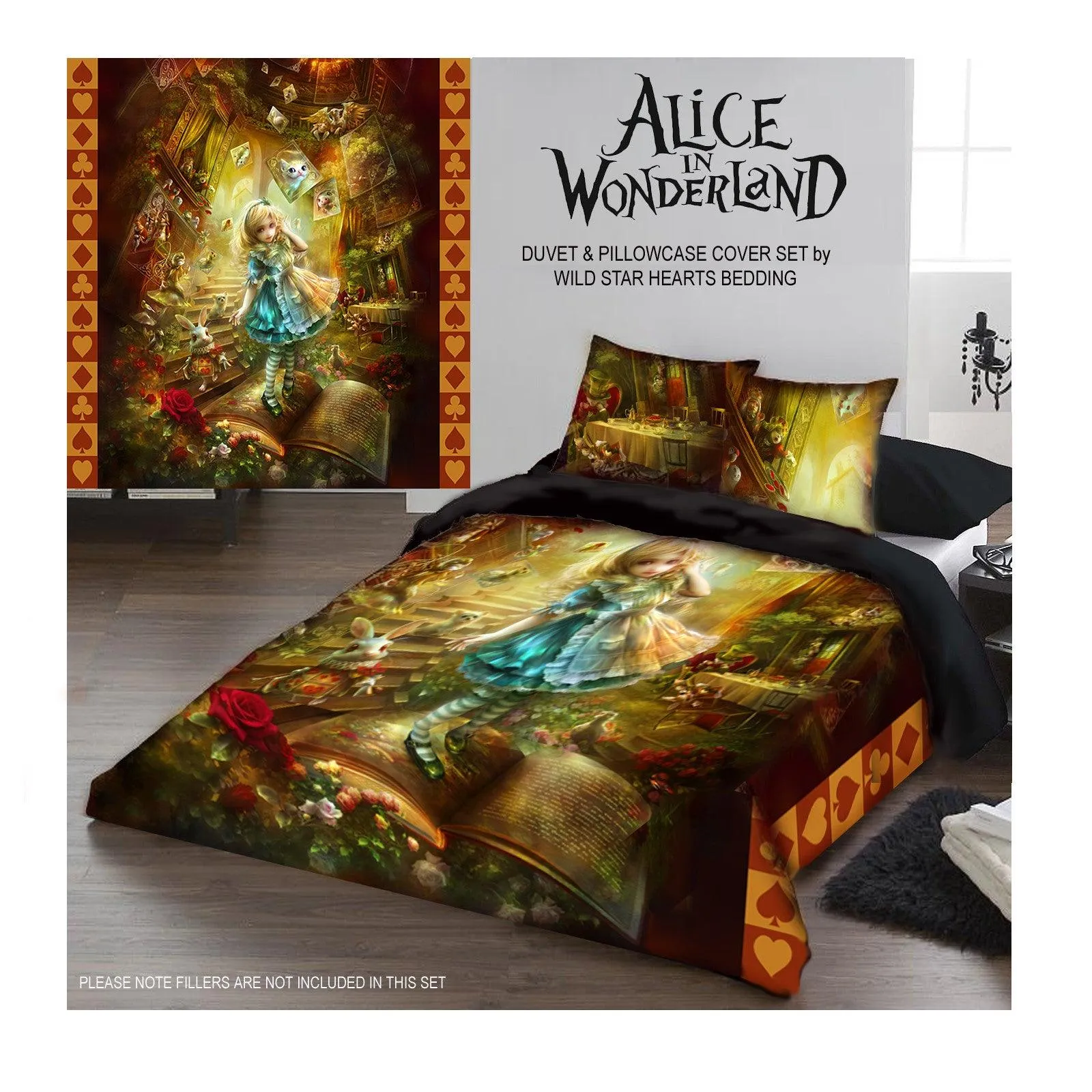 Autumn Bedroom Decor - ALICE IN WONDERLAND - Duvet Covers Set UK Kingsize/ US Queen