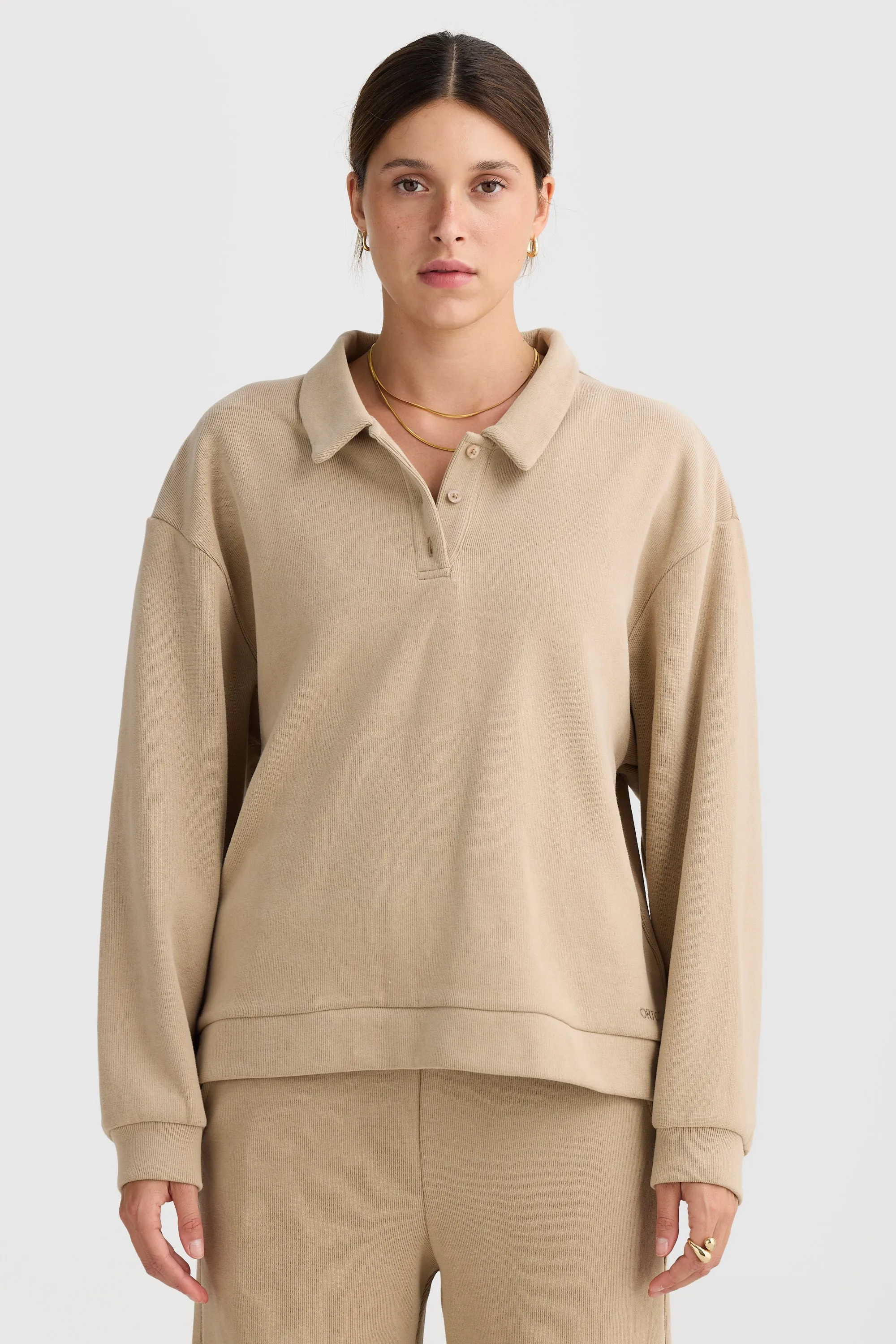 Ava Polo Sweater Taupe