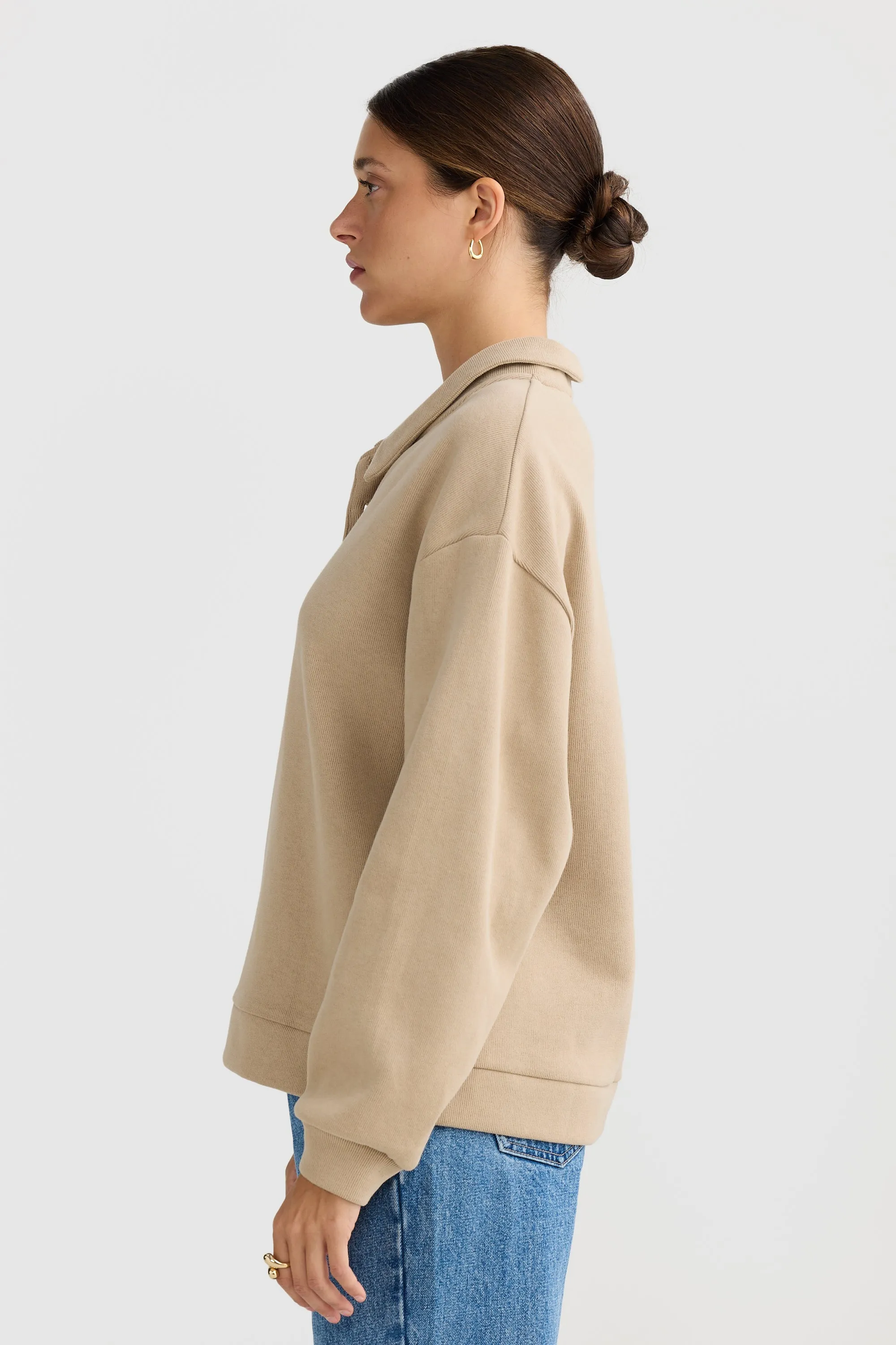 Ava Polo Sweater Taupe