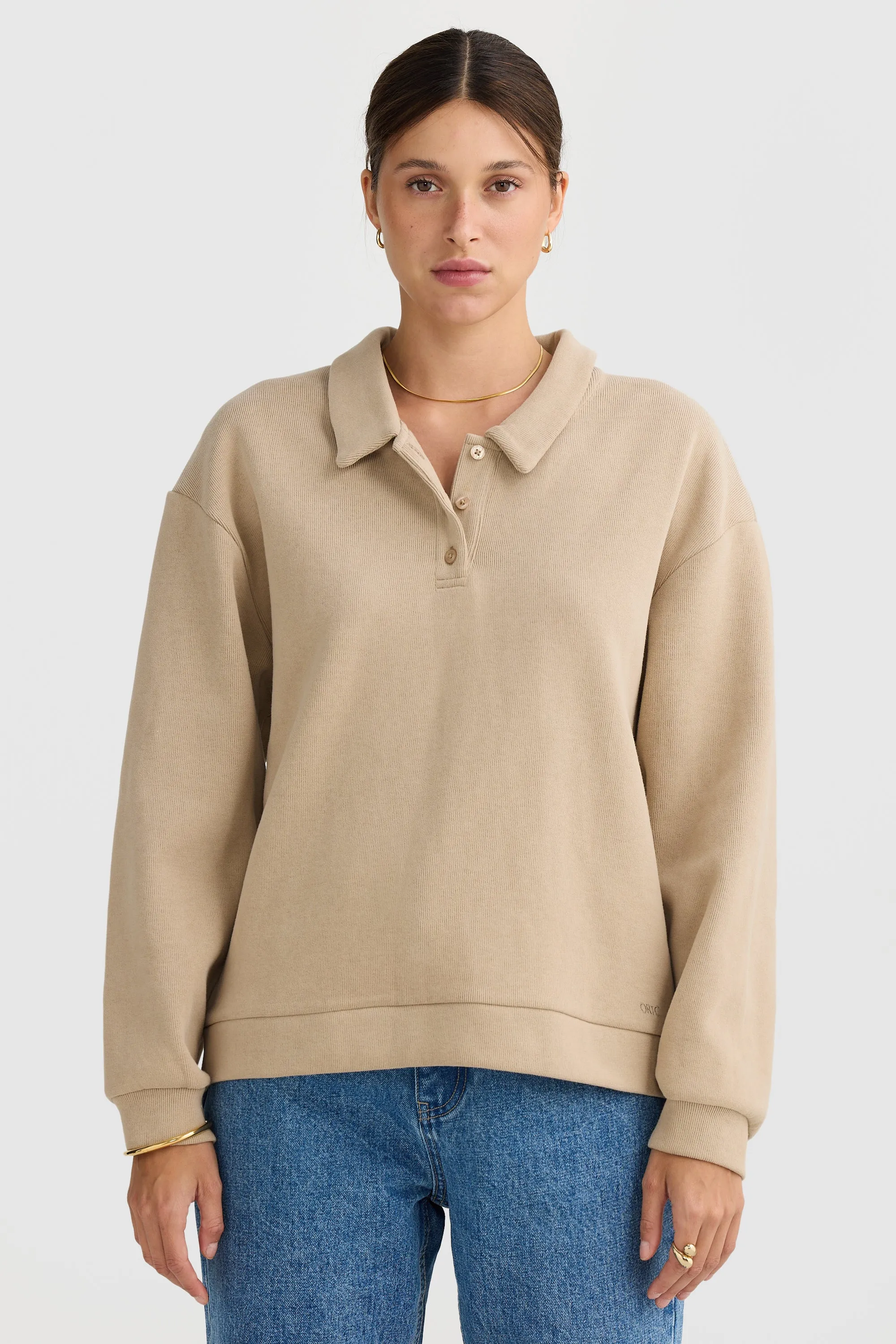 Ava Polo Sweater Taupe