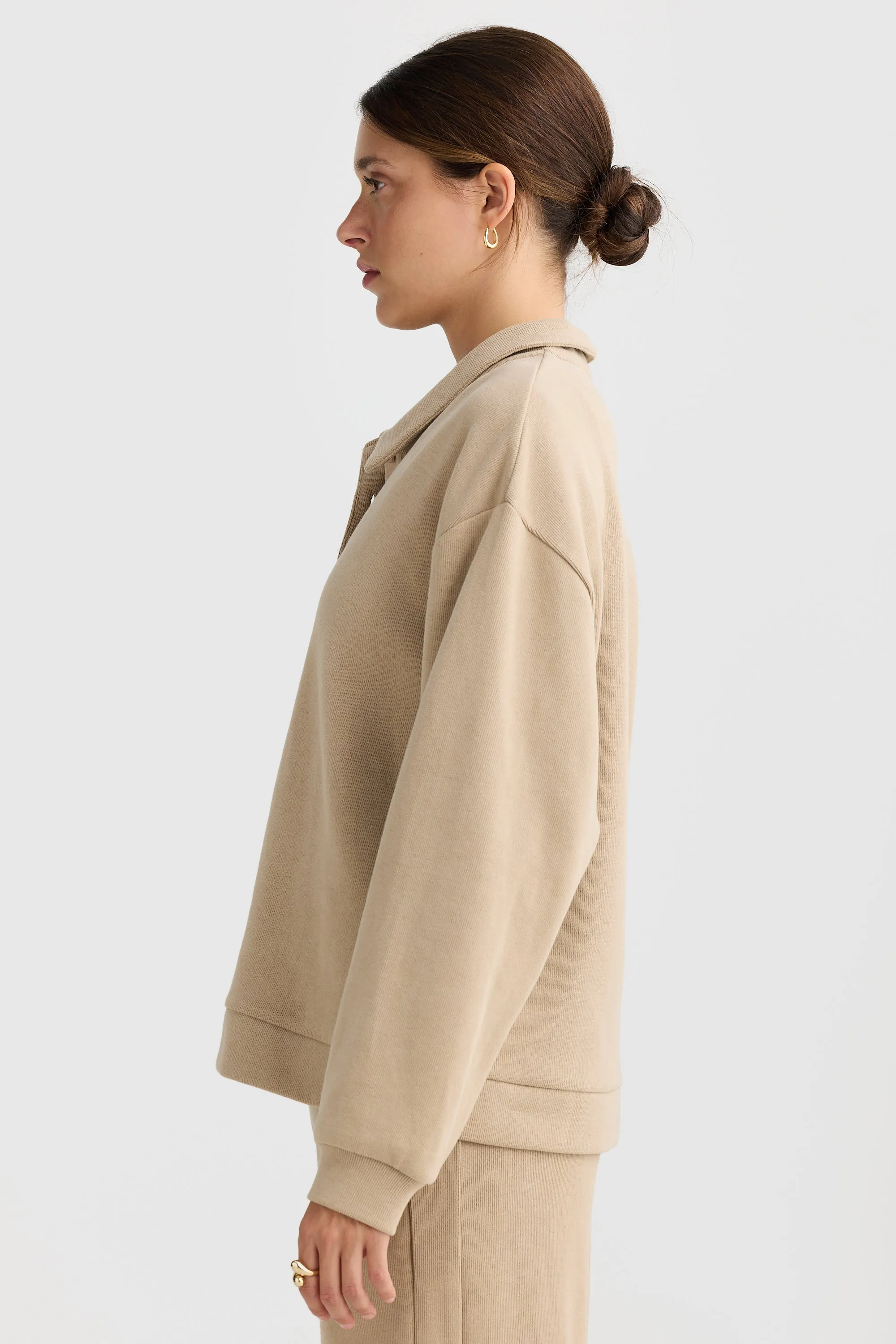 Ava Polo Sweater Taupe