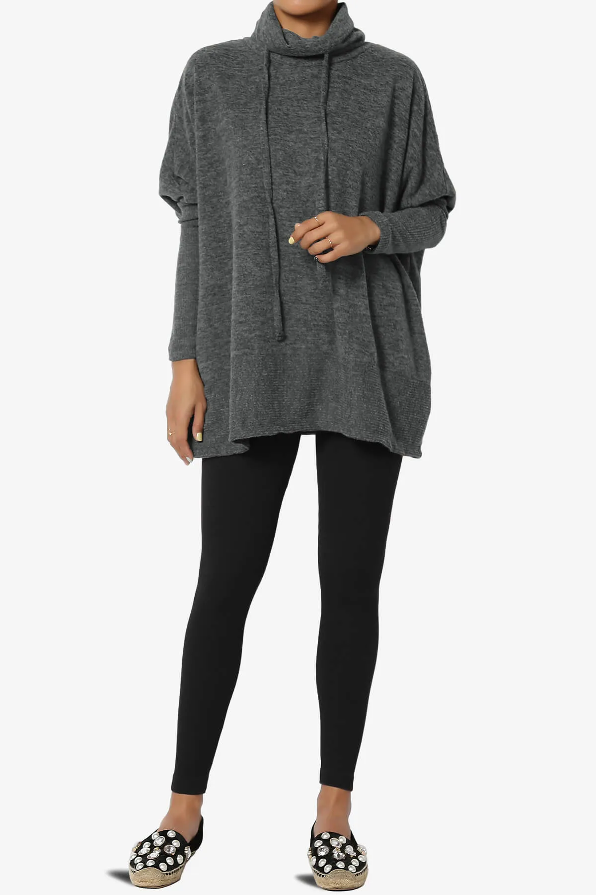 Barclay Cowl Neck Melange Knit Oversized Sweater PLUS