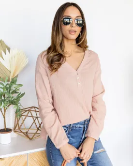 Beckie Button Top - Taupe