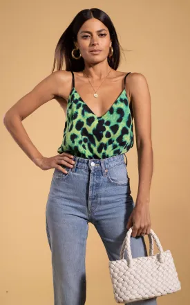 Birdie Cami Top in Lime Leopard