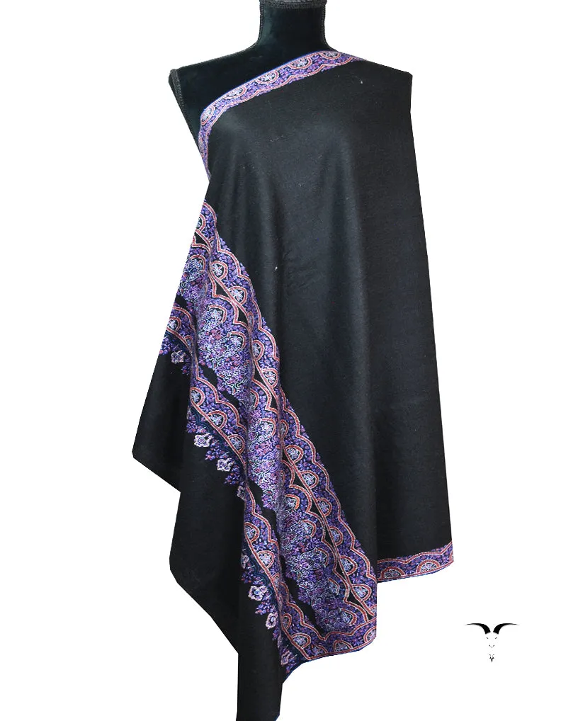 black embroidery Pashmina shawl 8647