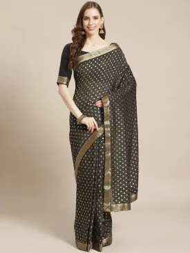 Black Printed Polyester Saree