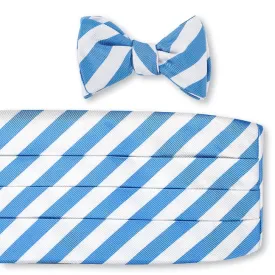 Blue/White Bar Stripes Cummerbund Set - CB619