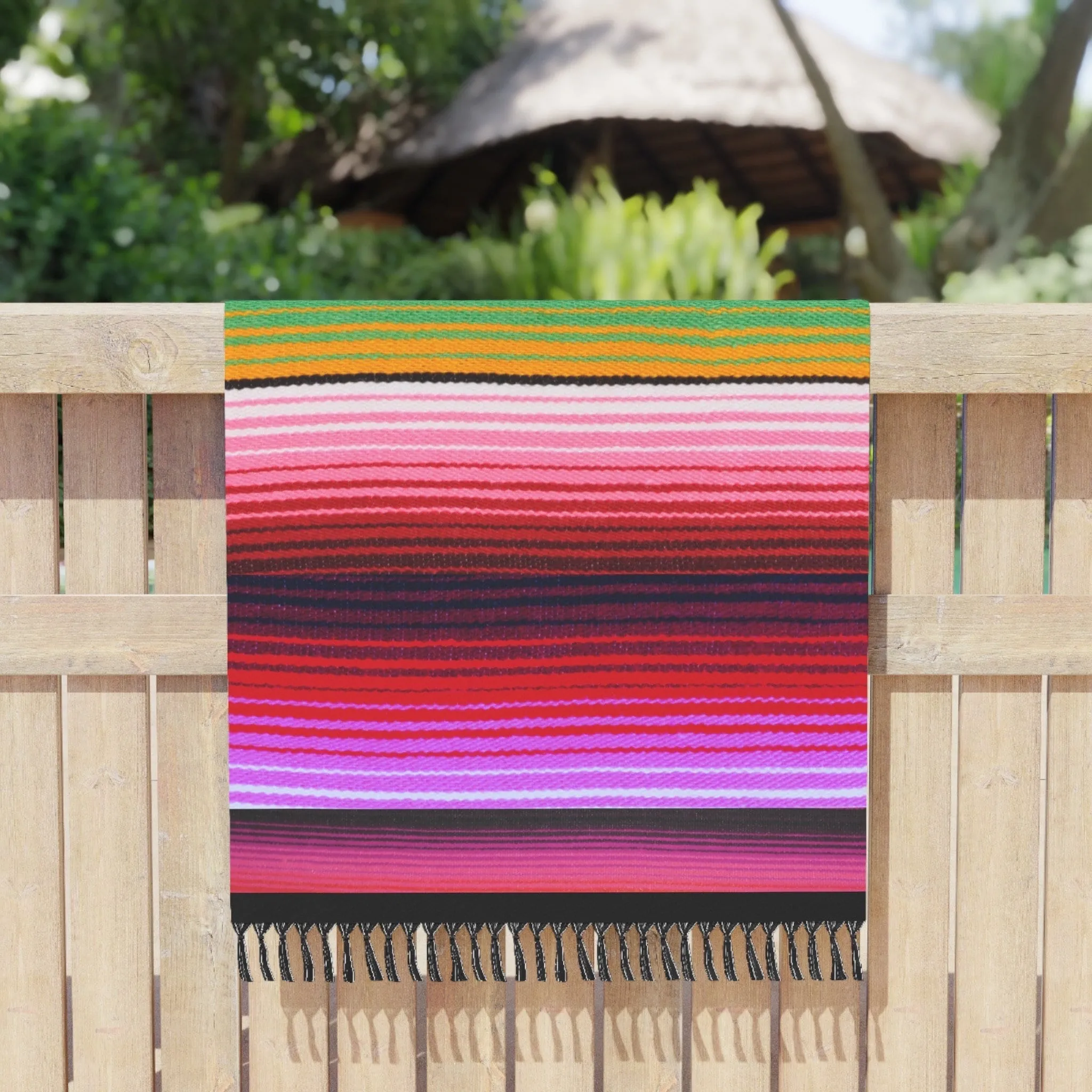 Boho beach blanket fringed wrap pool towel sandfree XL 6.5 ft black Bamba splash / floral or Serape stripes or Pearl solid   cabana stripes