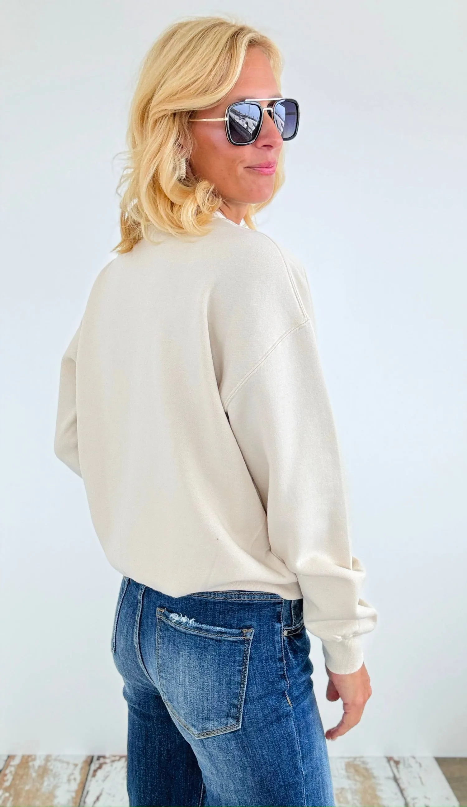 Bonita Relaxed Fleece Sweatshirt- cream