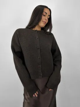 Boxy Crewneck Knit Cardigan