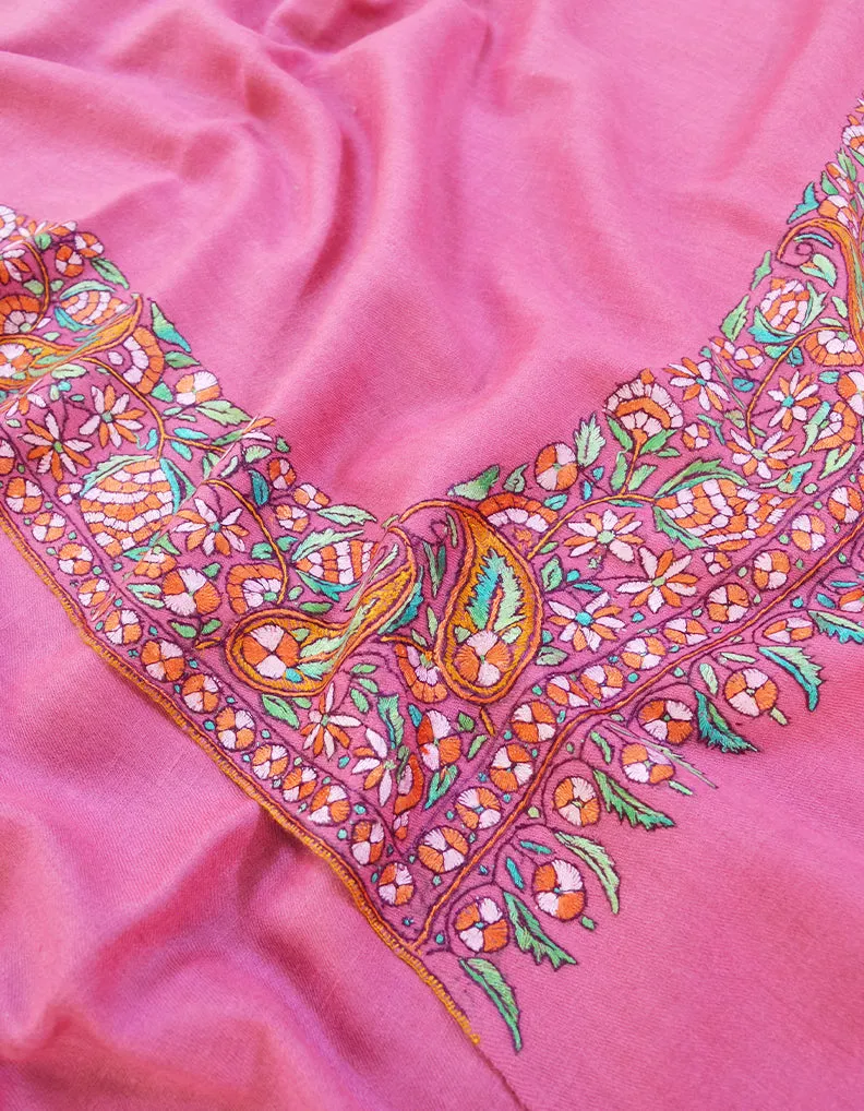 bubblegum pink embroidery Pashmina shawl 8668