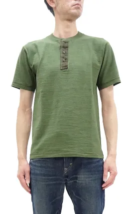 Buzz Rickson Henley T-Shirt Men's Short Sleeve Plain Loopwheeled Slub Yarn Tee BR79192 149 Olive