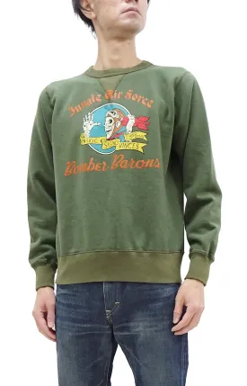 Buzz Rickson Sweatshirt Men's WW2 Bomber Barons Military Graphic Loop-wheeled Vintage Style BR69338 149 Faded-Olive