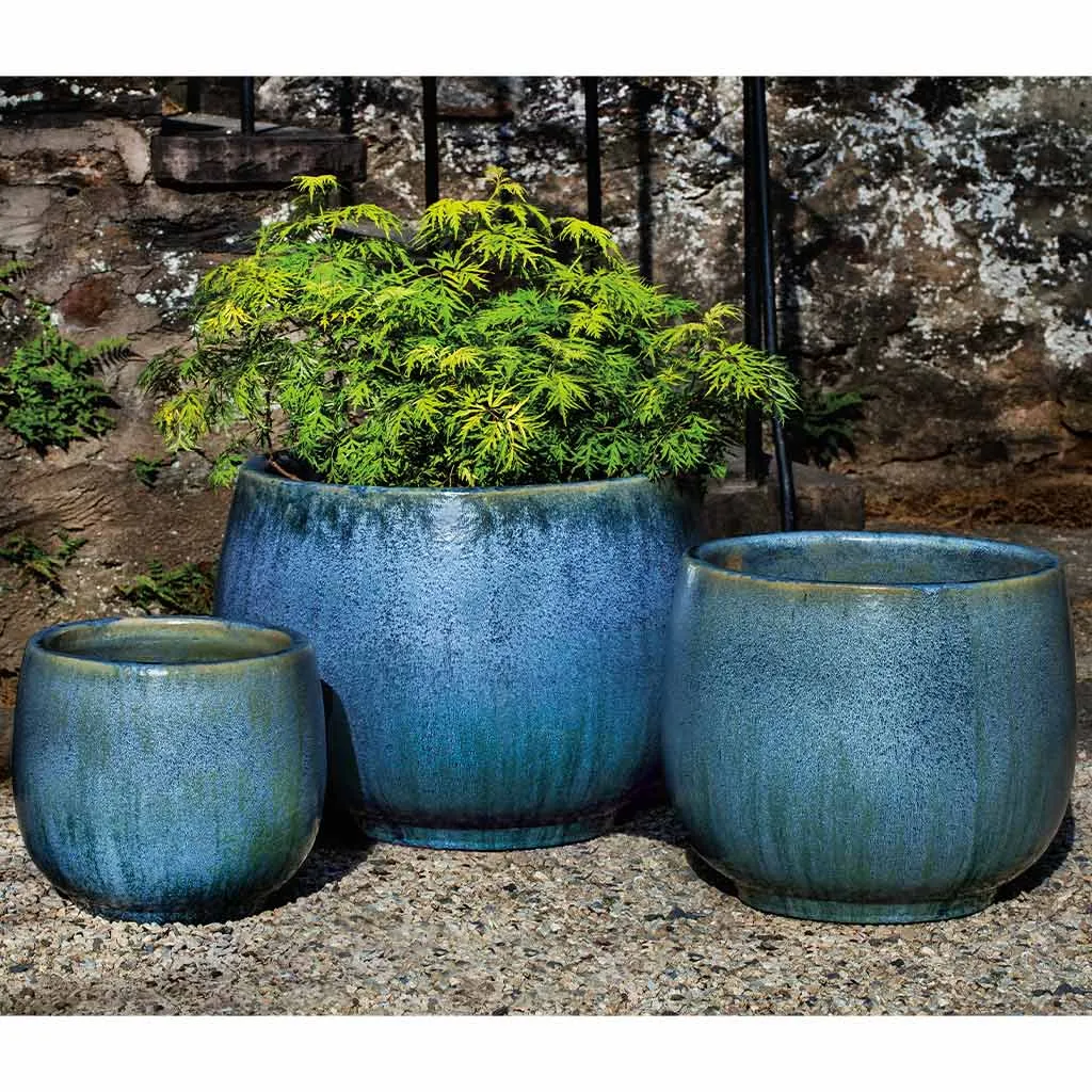 Campania International Martine Planter in Blue Pearl set of 3