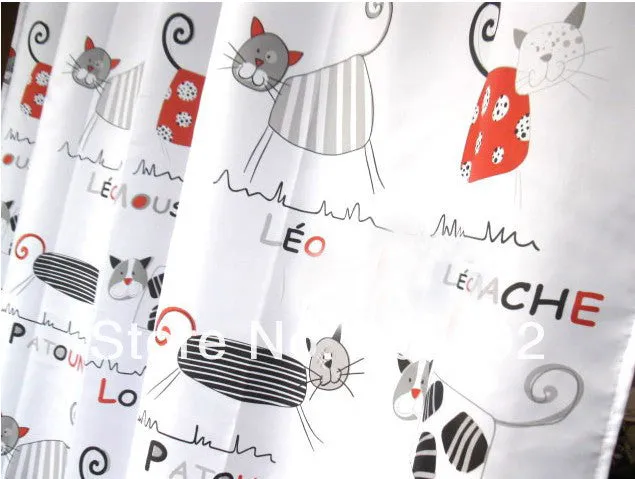 Cat Cartoon Shower Curtain Polyester Cloth