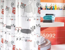 Cat Cartoon Shower Curtain Polyester Cloth