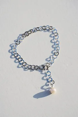 Chain Pearl Bracelet - Silver