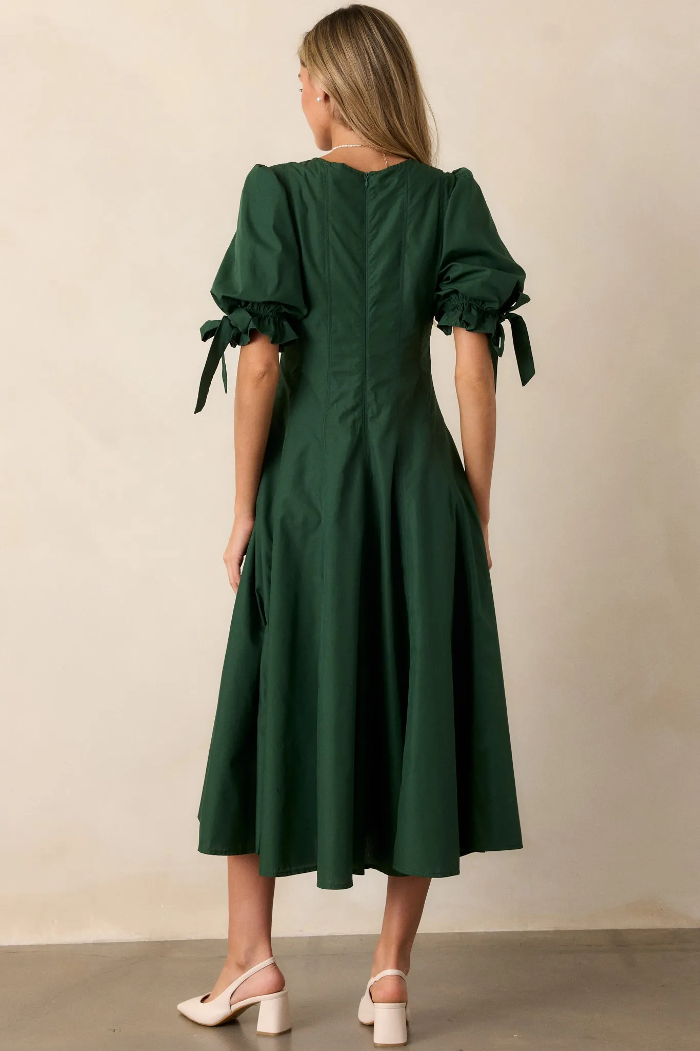 Clover Fields 100% Cotton Green Midi Dress