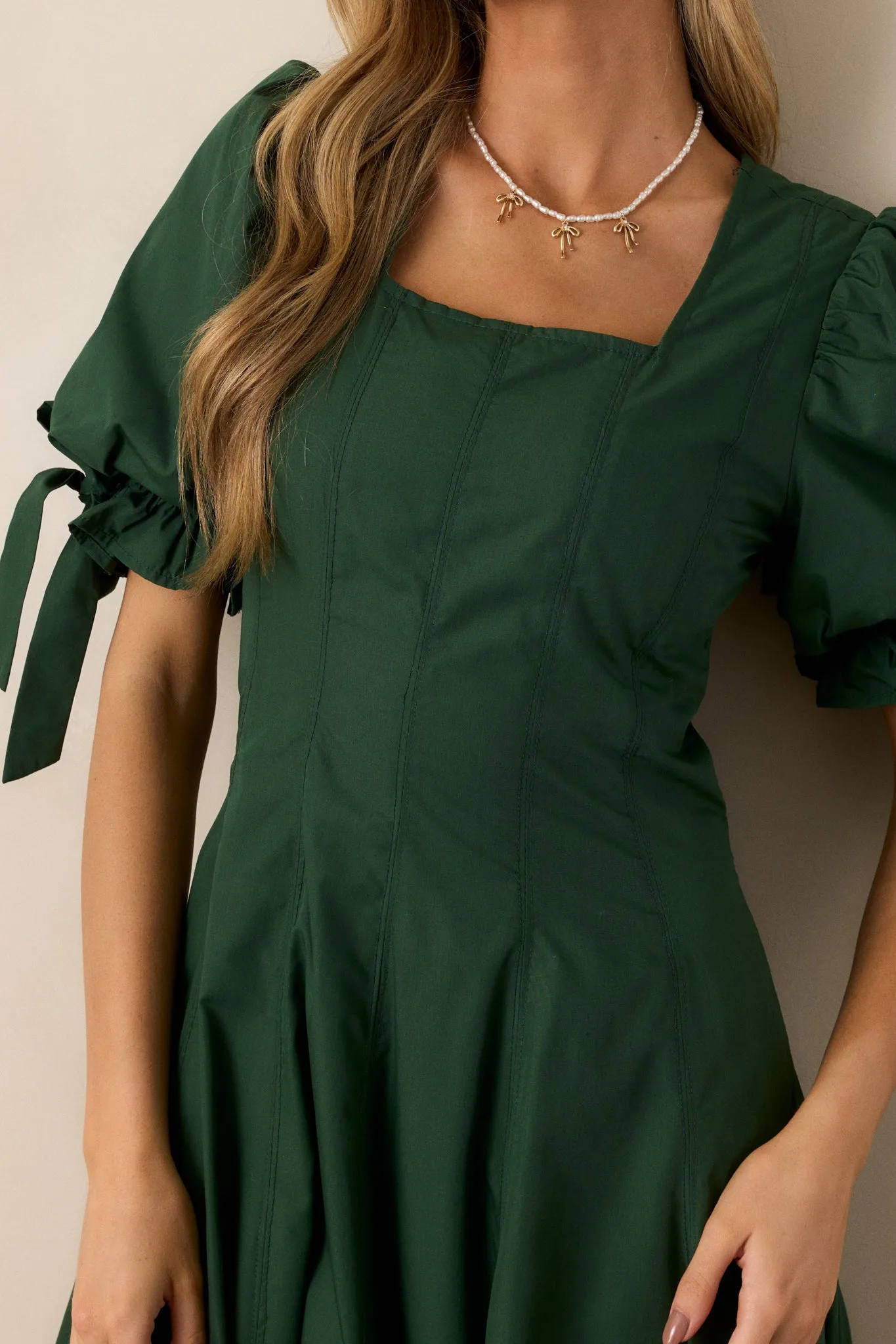 Clover Fields 100% Cotton Green Midi Dress