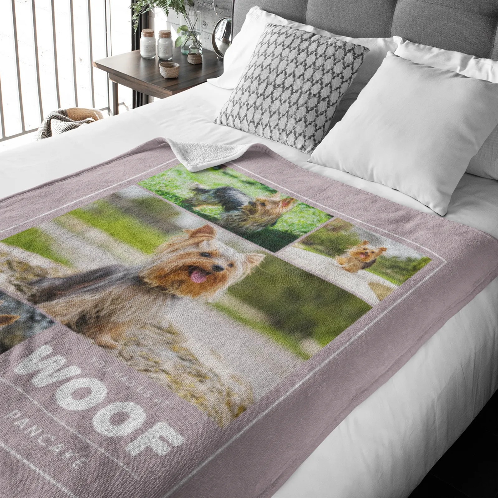 Collage You Had Us At Woof Premium Fleece Photo Blanket