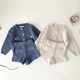 Cozy Knit Cardigan and Flowy Shorts Ensemble