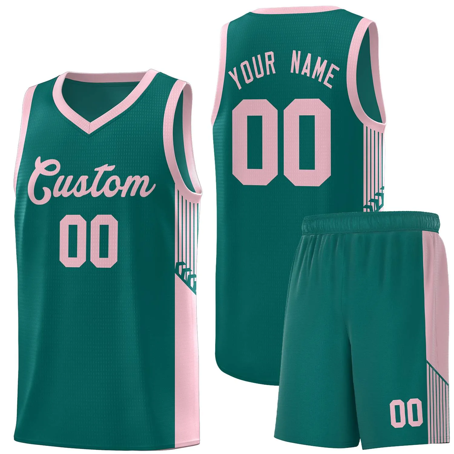 Custom Aqua Pink Side Stripe Fashion Sports Uniform Basketball Jersey