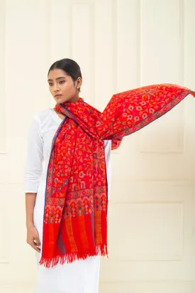 Daniyah Fire Brick Floral Kani Pashmina Stole