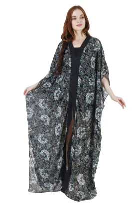 Dark Floral Printed Kaftan