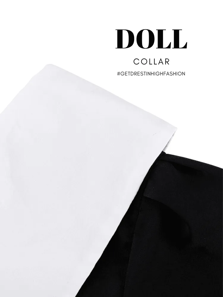 Doll Collar Black Dress For Women