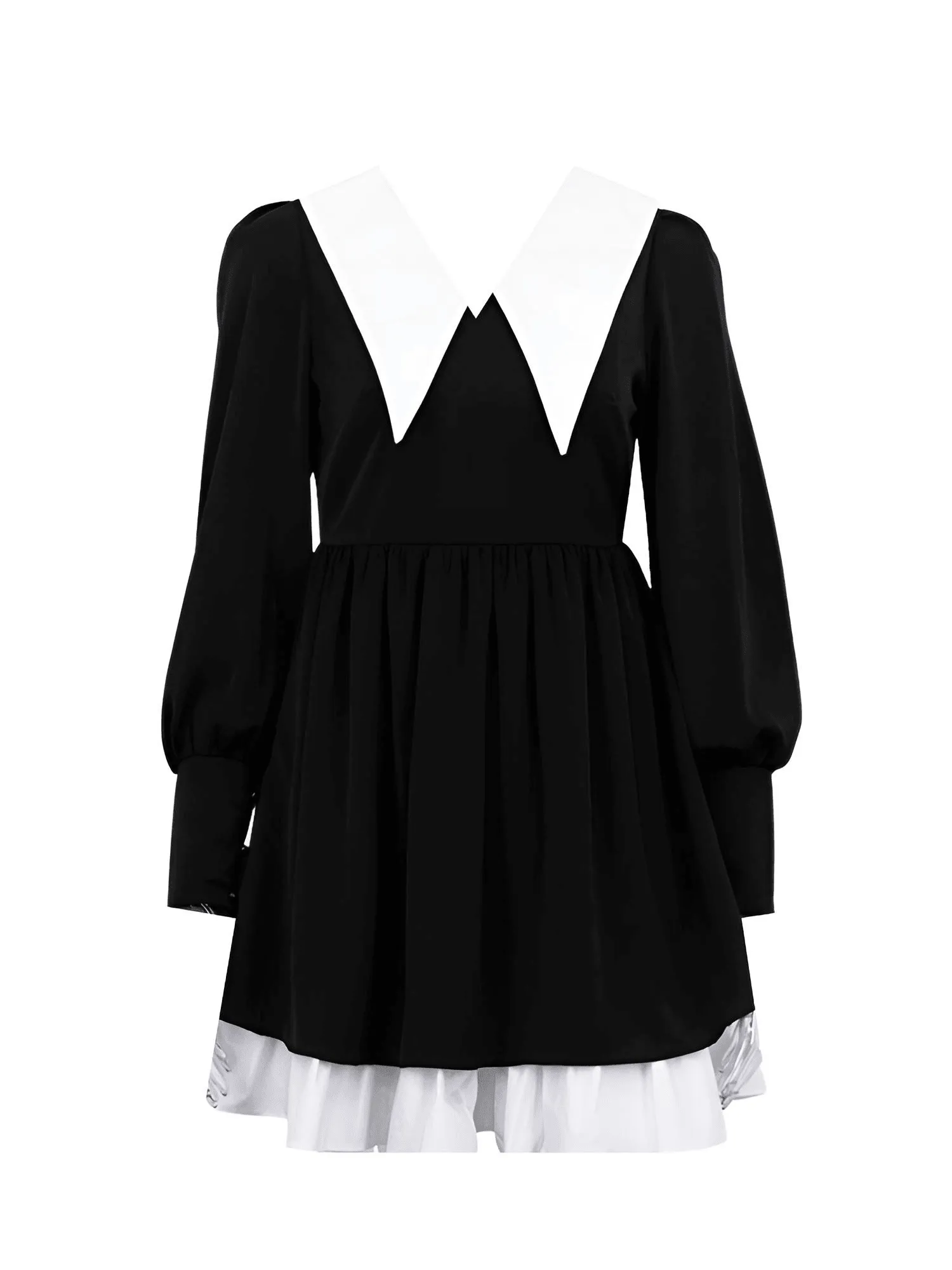 Doll Collar Black Dress For Women