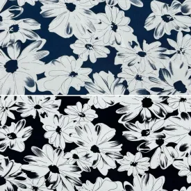 Doodled Flowers Viscose Challis Fabric