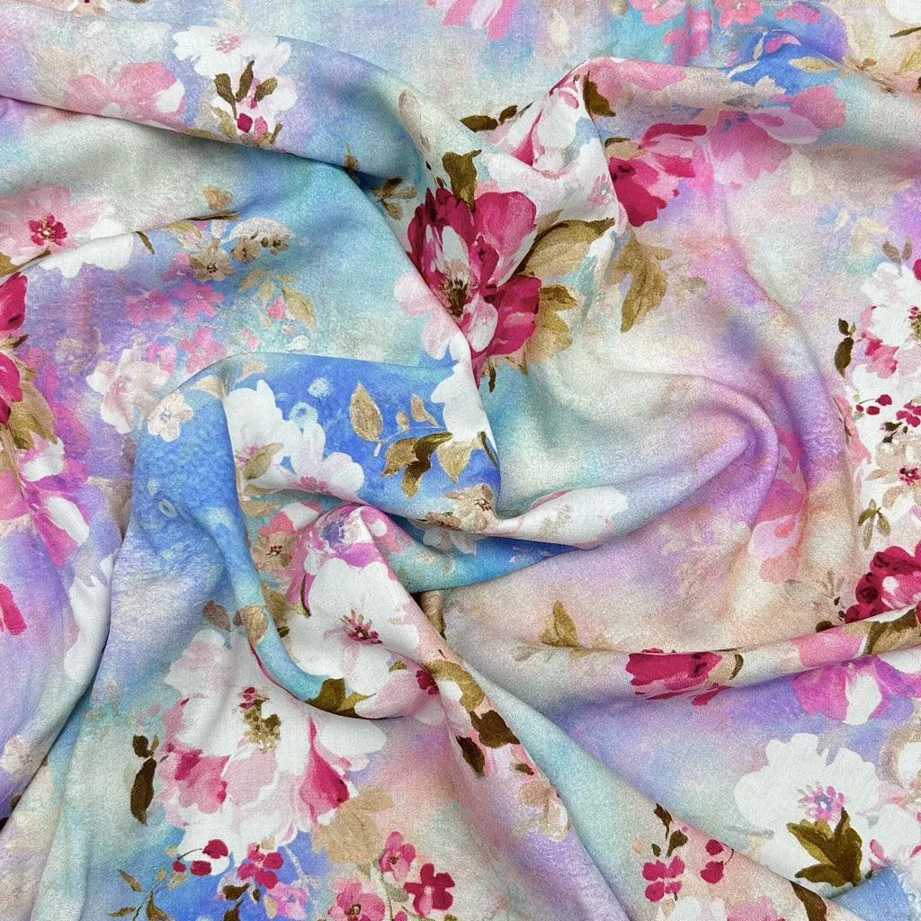 Dreamy Blooms Viscose Challis Fabric