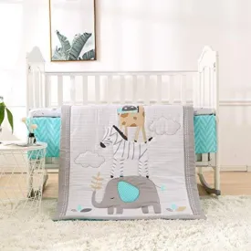 Elephant Zebra Baby 3 Piece Crib Bedding Set