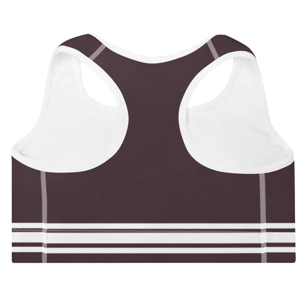 ELEVATED ESSENTIALS, THE PERFECT PADDED SPORTS BRA WINE & WHITE STRIPES