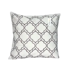 Embroidered Cushion - 100% Cotton Canvas, 45x45cm |  Purple Modern Quatrefoil Geometric | Cotton Home