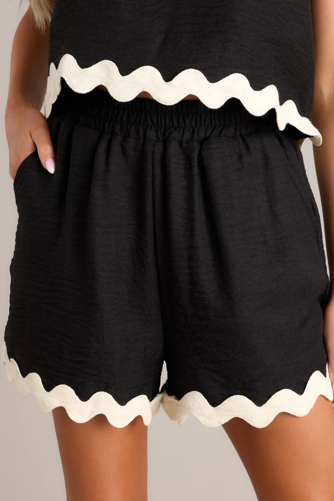 Enchanted Dreams Black Scalloped Shorts