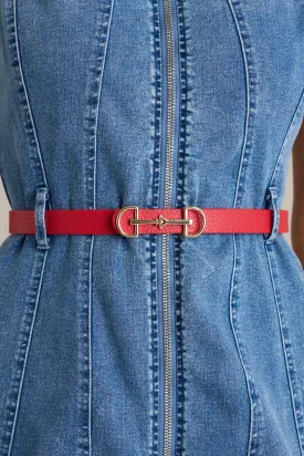 Endless Charm Red Textured Belt