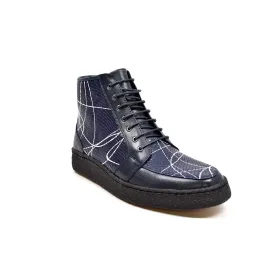 Extreme Navy Leather With Linear Design