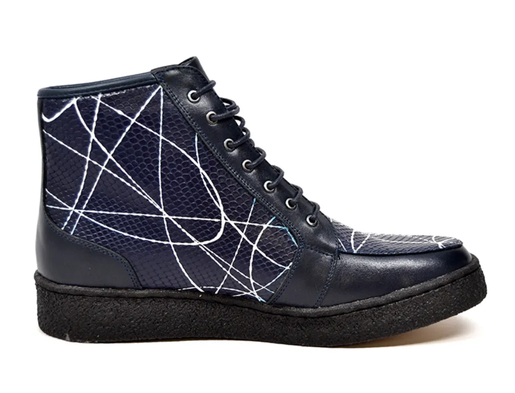 Extreme Navy Leather With Linear Design