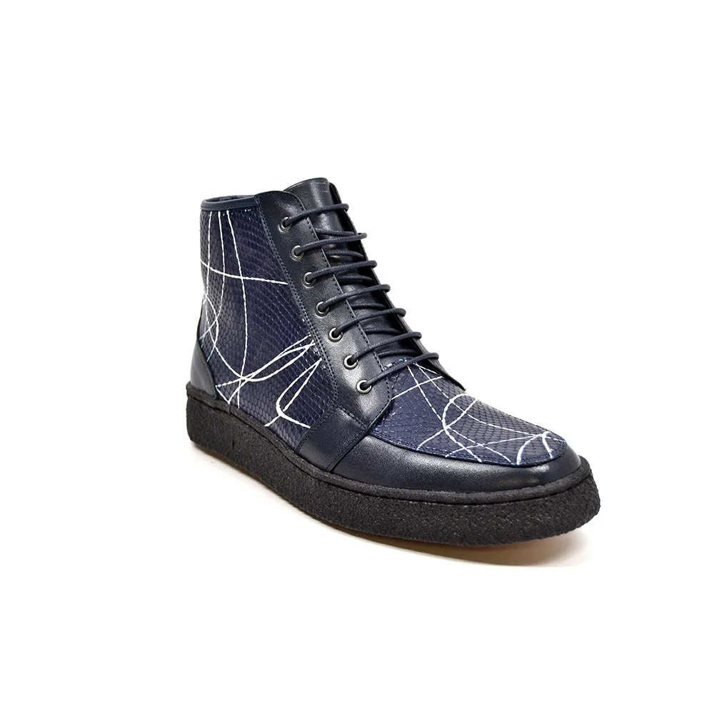 Extreme Navy Leather With Linear Design